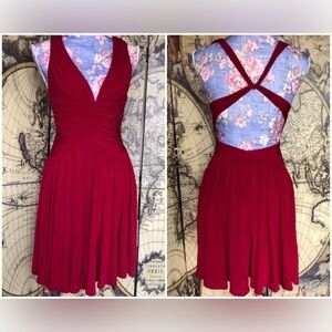 Bcbgmaxazaria strappy open back swing dress in red. Size XS